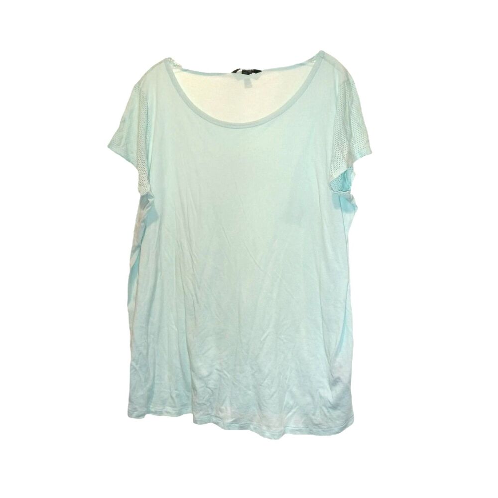Lauren Ralph Lauren Mesh Short Sleeve T-shirt Plus Size 3x light Turquoise